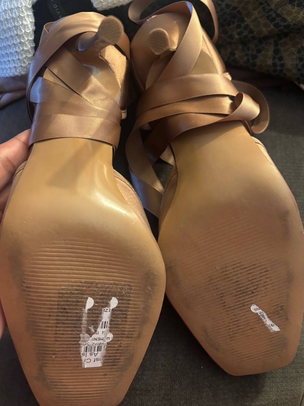 Steve Madden Brown Satin Ankle-Tie Stiletto Pumps - Picture 6 of 6